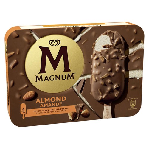 Magnum Glace bâtonnet amande 4x100ml - 300g
