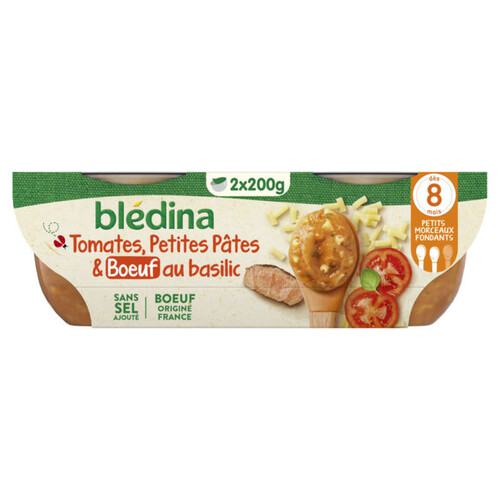 Blédina Idées de maman bols Tomates Cuisinées Petites Pâtes Boeuf blond d'Aquitaine dès 8 mois 2x200g