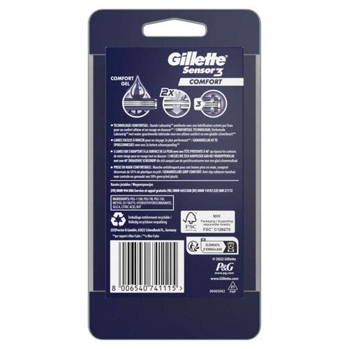 Gillette sensor 3 jetable comfort x3