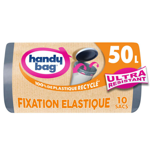Handy Bag Sacs Poubelle Fixation Elastique 50L X10