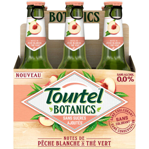 Tourtel Botanics Bière Sans Alcool Pêche Blanche Thé Vert 6 x 27,5 cl