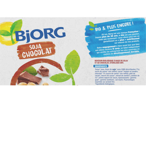 Bjorg Boisson Soja Chocolat Mini Bio 3X25Cl