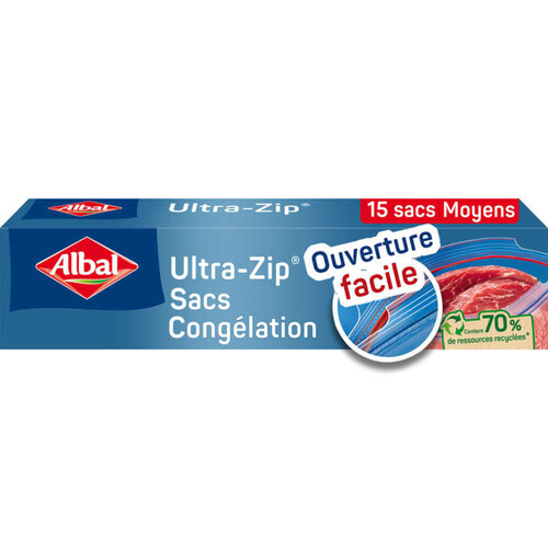 ALBAL Sacs Congélation Ultra Zip Fermeture Zip 3L x15
