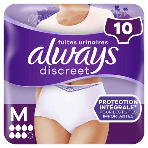 Always Discreet sous-vêtements incontinence plus m x10