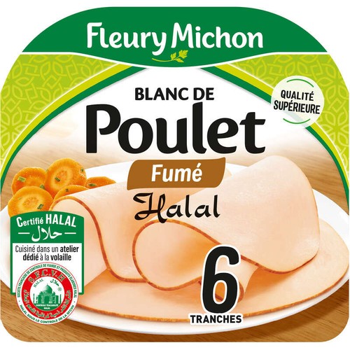 Fleury Michon Blanc De Poulet Fumé Halal Tranches Fines x6