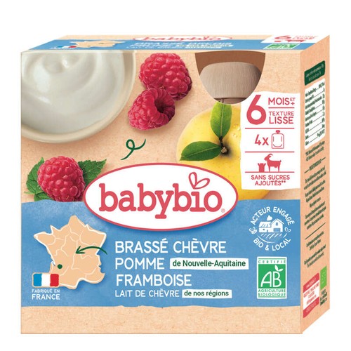 [Par Naturalia] Babybio Gourde Brassé Chèvre Pomme Framboise 4x85g