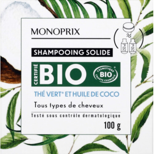 Monoprix Bio Shampooing Solide Thé Vert Coco 100g