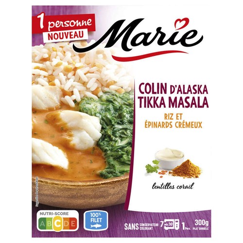 Marie Colin tikka masala épinards et riz 300g