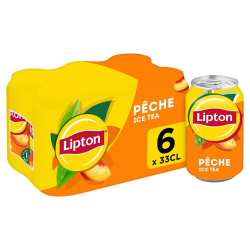 Lipton - Ice Tea - Boisson au thé saveur pêche - Les 6 canettes de 33cl