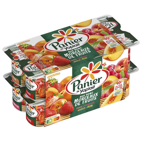 Panier de Yoplait Morceaux de Fruits abricot pêche fraise cerise 16x125g