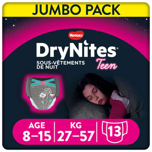 Drynites Culotte de Nuit Fille 8-15 Ans 27-57kg x13 