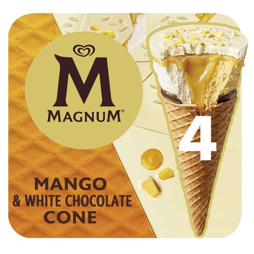 Magnum Glace Cône Mangue & Chocolat Blanc x4 260g