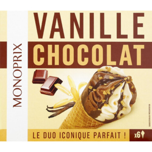 Monoprix Cônes de glace à la vanille et au chocolat 431g