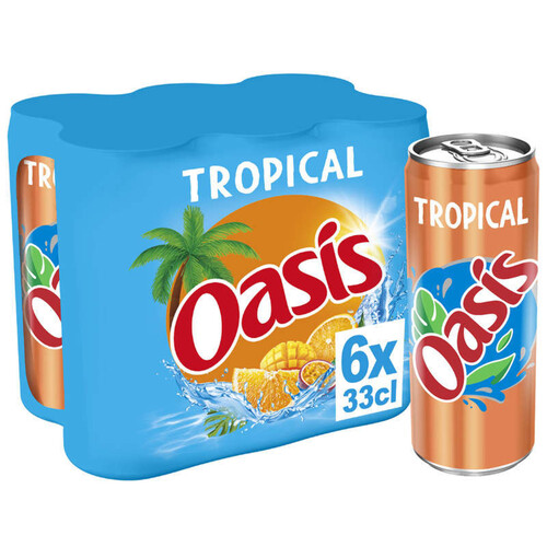 Oasis Tropical boisson aux Fruits Pack Canettes 6x33cl