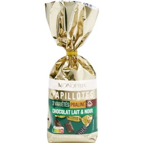 Monoprix Papillotes 3 Variétés Praliné Chocolat Lait & Noir 350g