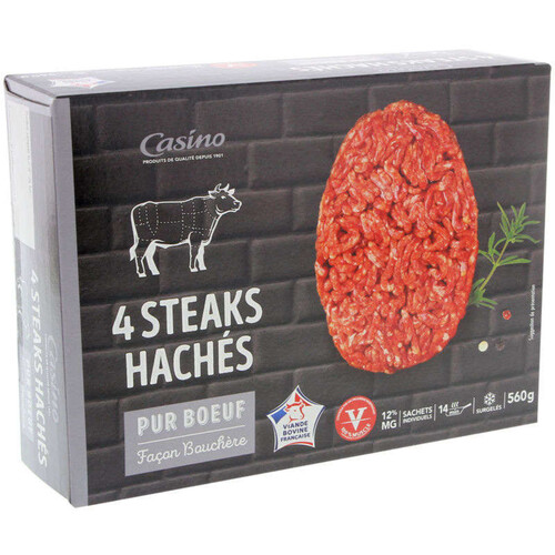 Casino Steaks hâchés - Pur boeuf - Façon bouchère - x4 - 560g