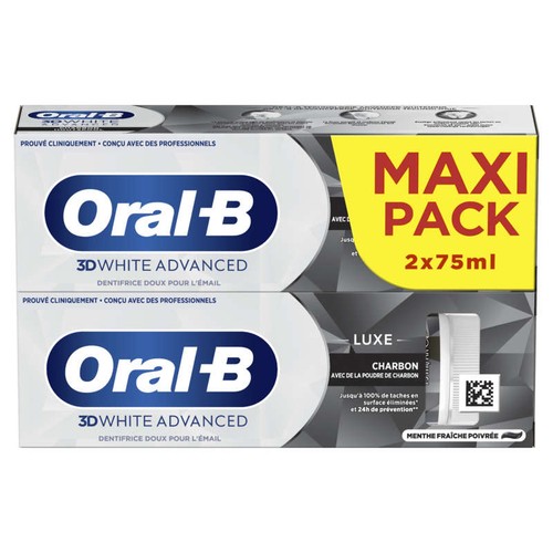 Oral-B 3D White Advanced Luxe Charbon Dentifrice 150ml