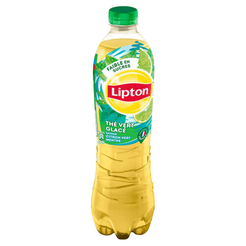 LIPTON Green Ice Tea Thé Glacé Saveur Citron Vert Menthe la Bouteille de 1L