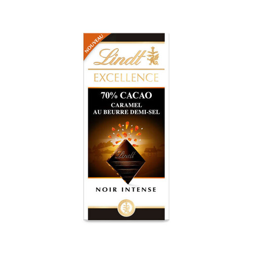 Lindt Excellence Chocolat Noir 70% Cacao Caramel au Beurre Demi-Sel 100g