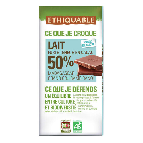 Ethiquable Choco Lait Madagascar Bio 100G