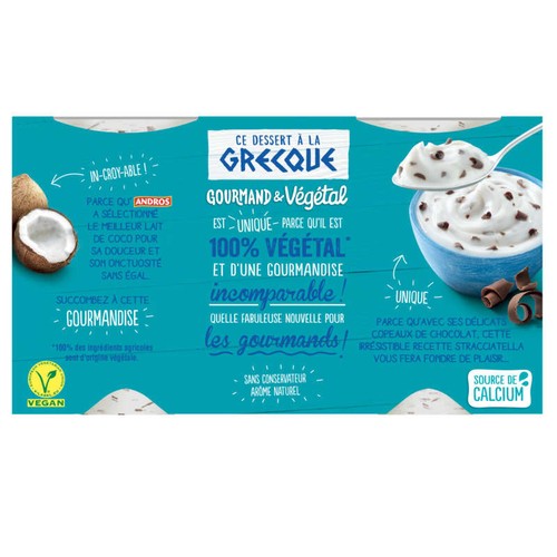Andros Gourmand & Végétal Yaourt Grecque Stracciatella 4x115g