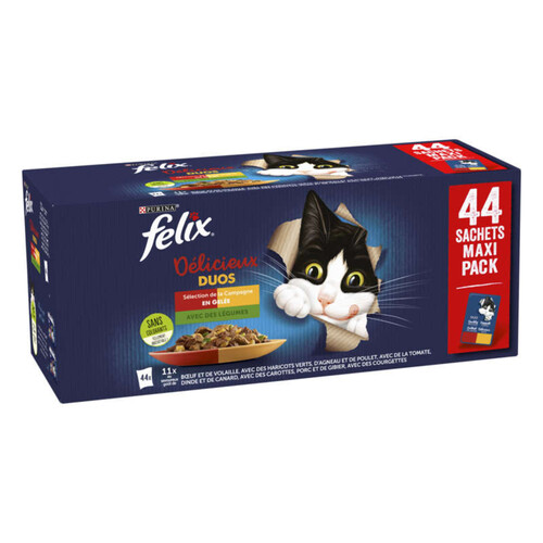 Felix Purina Duos en Gelée pour Chats avec des Légumes 44 x 85g