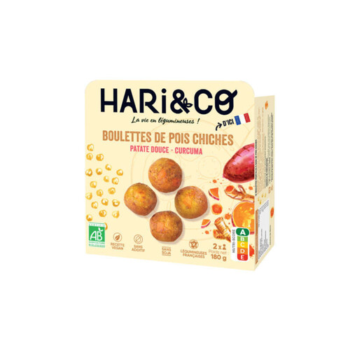 Hari&Co Boulettes De Pois Chiches Bio Patate Douce Curcuma, Protéine Vég-Étale 180G