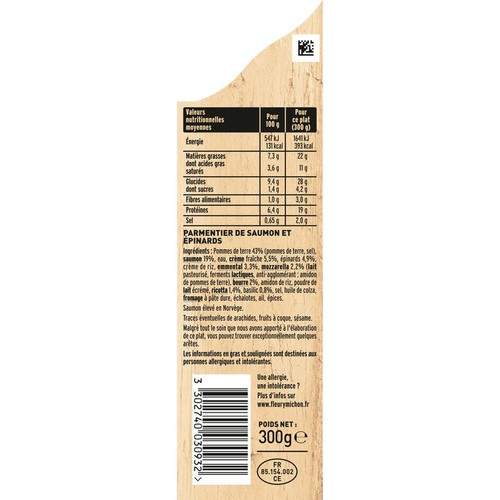 Fleury Michon Parmentier de Saumon Aux Épinards 300g