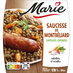 Marie saucisse de Montbéliard et lentilles cuisinés 300g