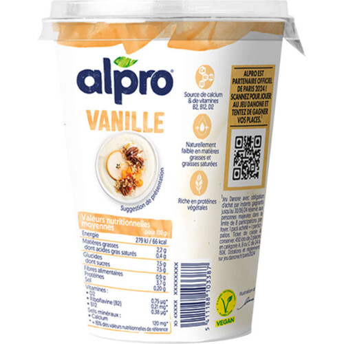 Alpro Dessert végétal vanille soja 500g