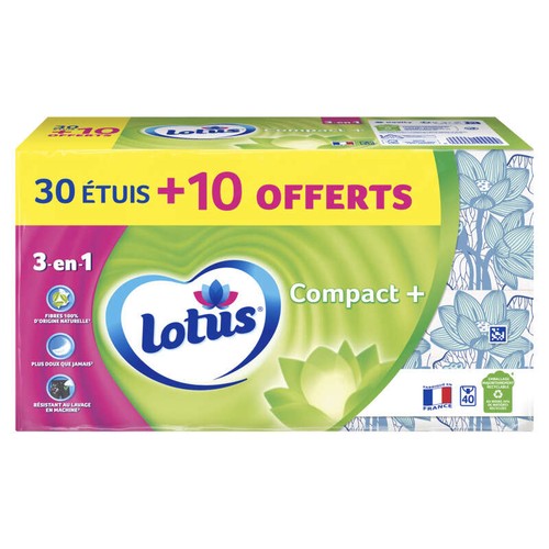 Lotus Mouchoirs Lotus Compact+ Etui x40 (30+10 offerts)