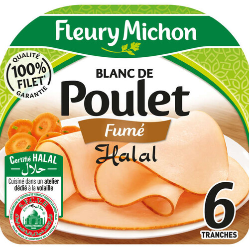 Fleury Michon Blanc De Poulet Fumé Halal Tranches Fines X6
