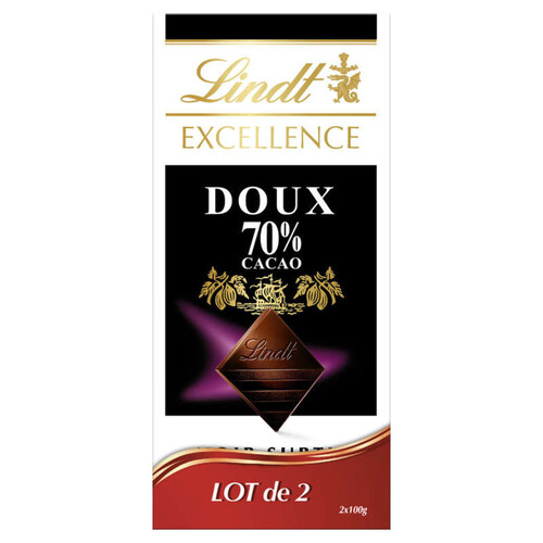 Lindt Excellence Noir doux 70% Cacao 2x100g