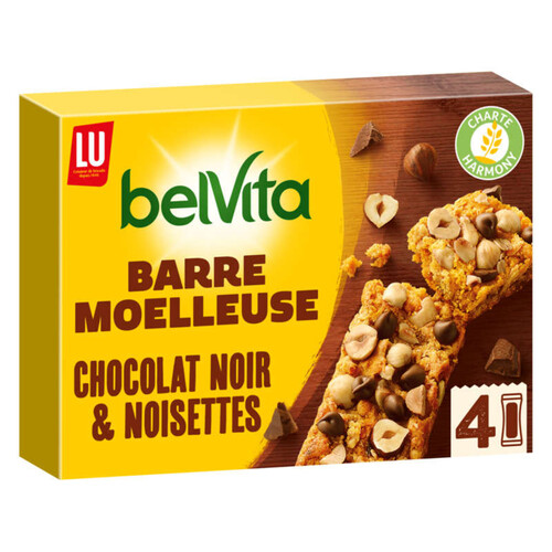 Lu Belvita Barres de Céréales Moelleuses Chocolat Noir et Noisettes 160g