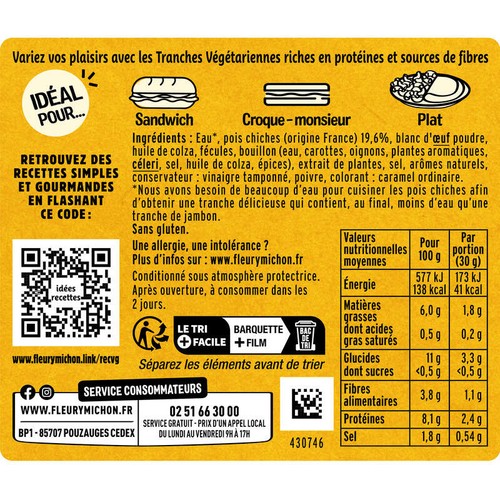 Fleury Michon Tranches de Pois Chiches x4 120g