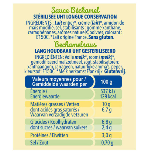 Bridélice Sauce Béchamel UHT Briques 3x20cl