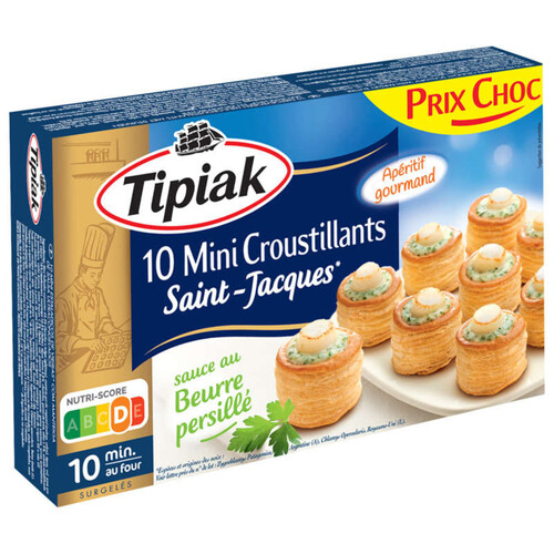 Tipiak Mini Croustillant Saint Jacques Sauce beurre persillé x10 -120g