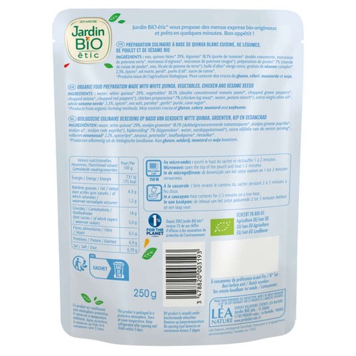 Jardin Bio Quinoa Poulet Et Sésame, 250g