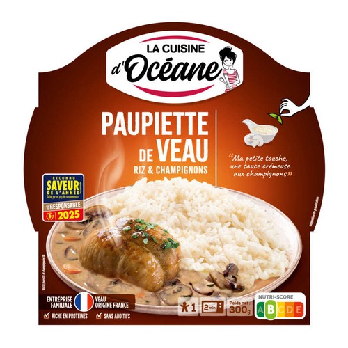 La Cuisine D'Océane paupiette de veau aux champignons et riz 300g