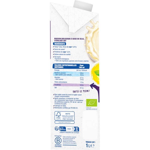 Bjorg Boisson soja protéines Bio 1L
