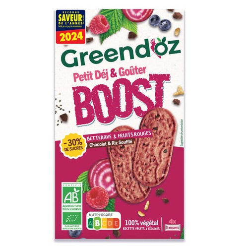 Greendoz Biscuits Petit Déjeuner Et Goûter Chocolat Betterave Et Fruits Rouges 170g