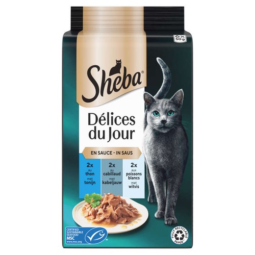 Sheba Sachets Délices du jour en sauce au poisson pour chat 6x50g