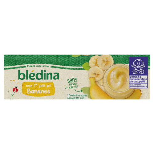 Bledina Pots Fruits Mon 1Er Petit Pot Bananes 2X130G Dès 4/6 Mois