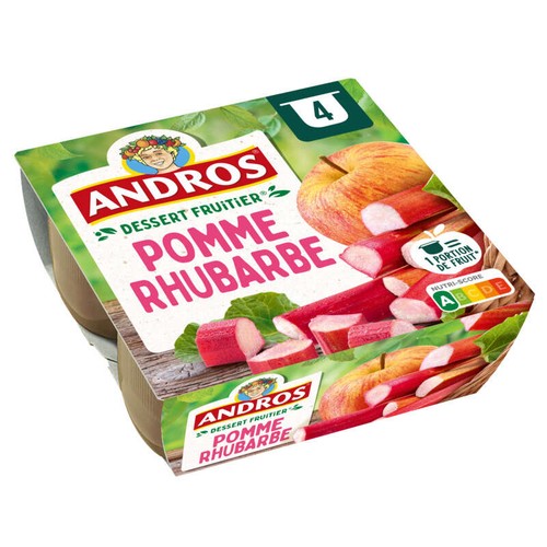 Andros Compote Pomme & Rhubarbe 4x100g