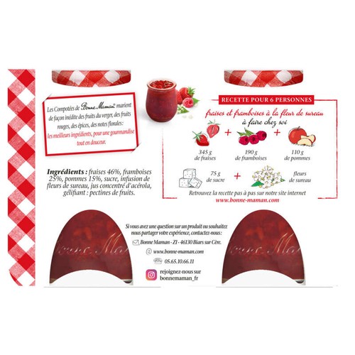 Bonne Maman Compotée fraises et framboises 2x130g