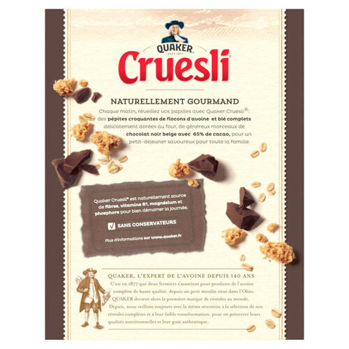 Quaker - Céréales chocolat noir Cruesli - La boite de 450g