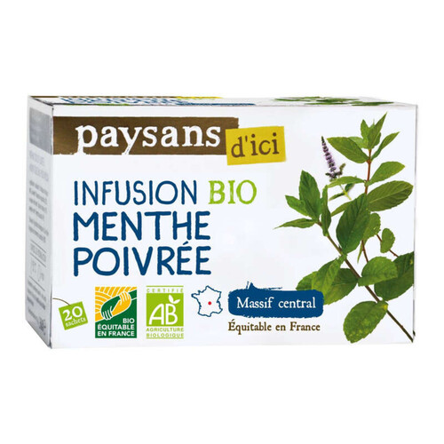 Paysans D'Ici Infusion Bio Menthe Poivrée X20 30G