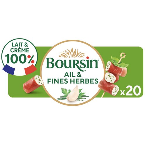 Boursin Fromage apéritif roulés jambon fumé ail et fines herbes 20 roulés 100g
