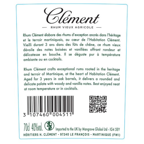 Rhum Clément Rhum Vieux, 40% 70cl