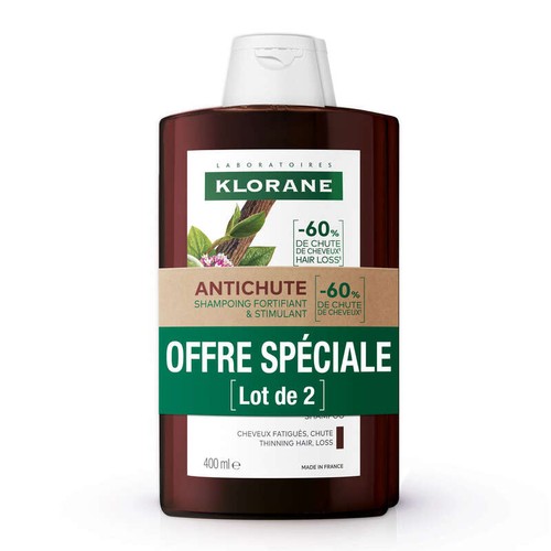 klorane Antichute Shampoing Fortifiant et stimulant à la Quinine 2x400ml